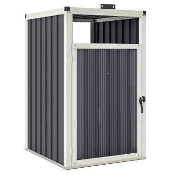 Outsunny Adăpost pentru 1 coș de gunoi 240L, adăpost de exterior pentru coș de gunoi, capac rabatabil 180°, oțel galvanizat 73 x 81 x 122 cm, gri închis | Aosom Romania
