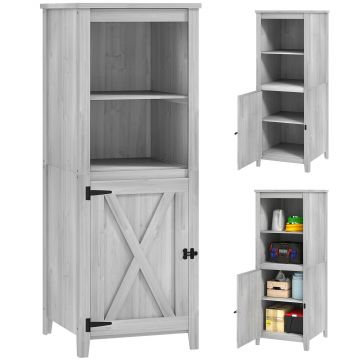 Outsunny Căsuță de unelte cu ușă de grajd, rafturi reglabile, design subțire, lemn de brad, Gri deschis | Aosom Romania