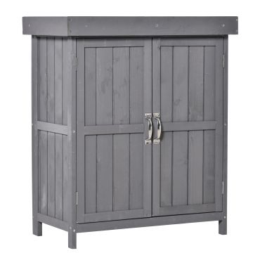 Outsunny Dulap de Gradina cu 2 Rafturi si  2 Usi, Lemn, 74x43x88 cm, culoarea lemnului | Aosom Romania