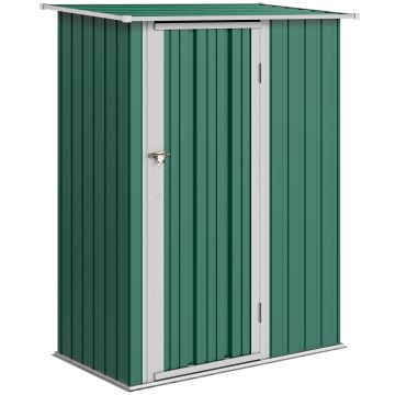 Outsunny Magazie Grădină Dulap pentru Scule 142x84x189cm Din Otel Impermeabil Verde Inchis | Aosom Romania