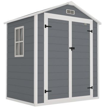 Outsunny Magazie Metalica pentru Gradina Gri Spatiu Depozitare Exterior | Aosom Romania