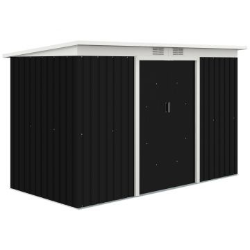 Outsunny, magazie pentru scule de gradina, casuta de gradina, sopron, 280x130x172cm, gri inchis | AOSOM RO
