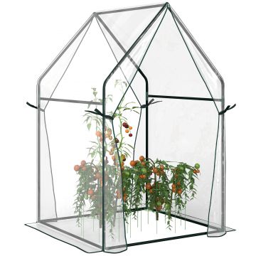 Outsunny Mini Sera Portabila 90x90x145cm cu 2 Usi cu Fermoar Transparent pentru Interior Exterior | Aosom Romania
