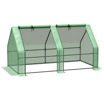 Outsunny Mini Seră Portabilă cu Uși Mari cu Fermoar și Acoperiș din PE pentru Protecție Împotriva Apei/UV, 180x90x90 cm, Verde | Aosom Romania