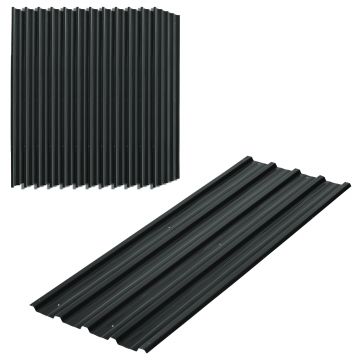 Outsunny Panouri pentru Acoperiș din Oțel, 12 Foi Galvanizate pentru Acoperișuri și Pereți, 129x45 cm, Gri Închis | Aosom Romania