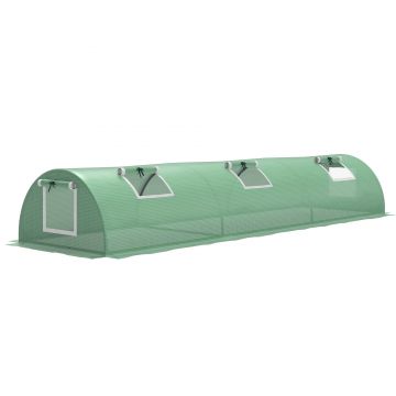Outsunny Seră de Grădină Tunel cu 5 Ferestre Rulante din Oțel, PE și PP, 300x80x45 cm, Verde | Aosom Romania