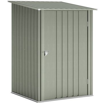 Outsunny Căsuță de Grădină 0,92m² din Oțel Galvanizat, Căsuță pentru Unelte cu Ușă Blocabilă și Acoperiș Înclinat, 100x104x160 cm, Argintiu Gri | Aosom Romania