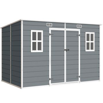 Outsunny Căsuță de Grădină pentru Depozitare Unelte 4.96m² Gri | Aosom Romania