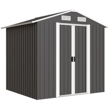 Outsunny Șopron de Grădină din Oțel cu 2 Uși Glisante, Negru, 2,6 m² | Aosom Romania