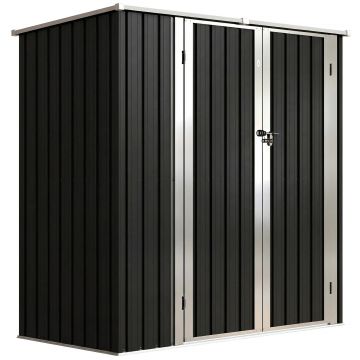Outsunny Șopron Metalic Exterior pentru Grădină 1,37 m² 163x89x163 cm cu Acoperiș Înclinat, Uși cu Bolt și Mănuși, Gri | Aosom Romania