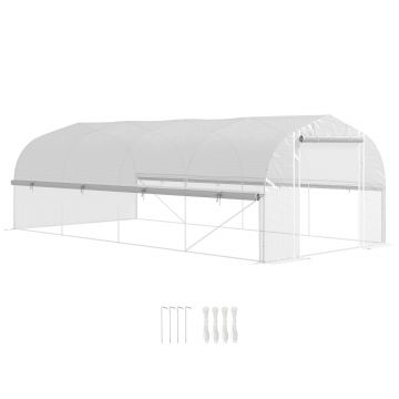 Outsunny Sera 6x3x2 m, accesibilă, 8 ferestre, ușă, plasă contra insectelor, cadru metalic, Alb | Aosom Romania