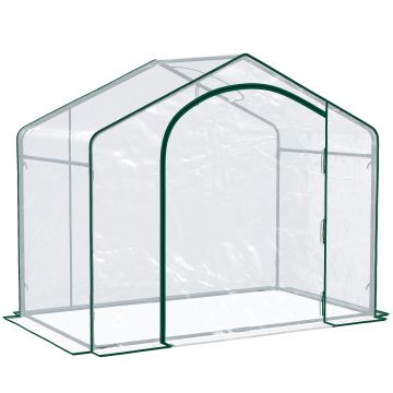 Outsunny Sera Cabina Portabila 6' x 3' x 6', Folie PE, Sera de Gradina cu Cadru de Otel, Usa cu Fermoar, Aerisire Superioara, pentru Flori, Legume, Puieti, Plante Tropicale, Verde | Aosom Romania