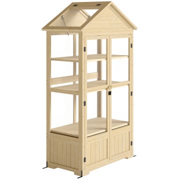 Outsunny Seră, cu Raft, Fereastră Acoperiș, Ușă Închidere, Acrip, Cadru din Lemn, 100 x 56, 5 x 178 cm | Aosom Romania