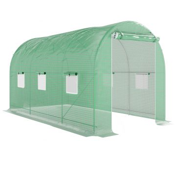 Outsunny Seră de Grădină Tunnel Suprafață Sol 8 m² 4L x 2l x 2,05H m cadru Tubular Ușă dublă cu fermoar 6 ferestre rulante verde | Aosom Romania