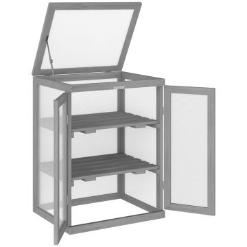 Outsunny Seră, Frigider, transparent, potrivită pentru exterior, lemn+policarbonat, 58 x 44 x 78cm | Aosom Romania